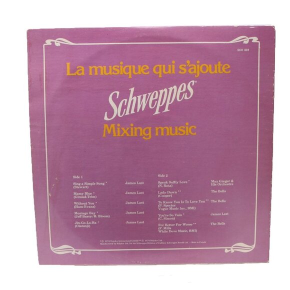 Vintage Schweppes Mixing Music Vinyl Record 1974 - Picture 3 of 6
